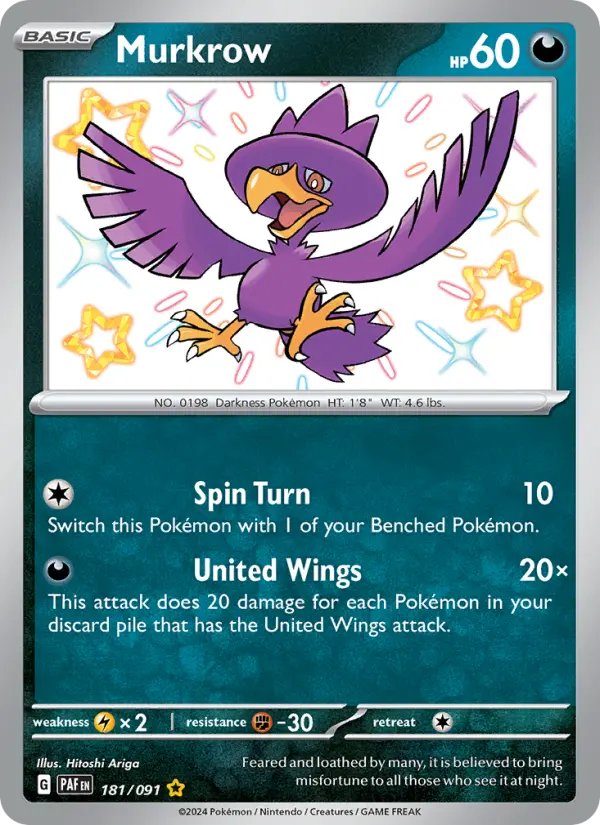 Murkrow 181 Paldean Fates (SV4.5) Pokemon Card