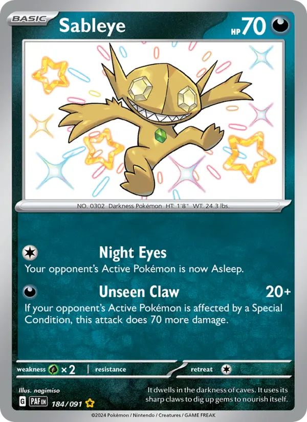 Sableye 184 Paldean Fates (SV4.5) Pokemon Card
