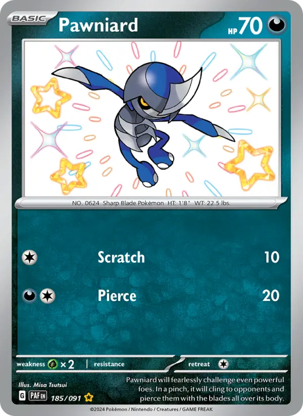 Pawniard 185 Paldean Fates (SV4.5) Pokemon Card