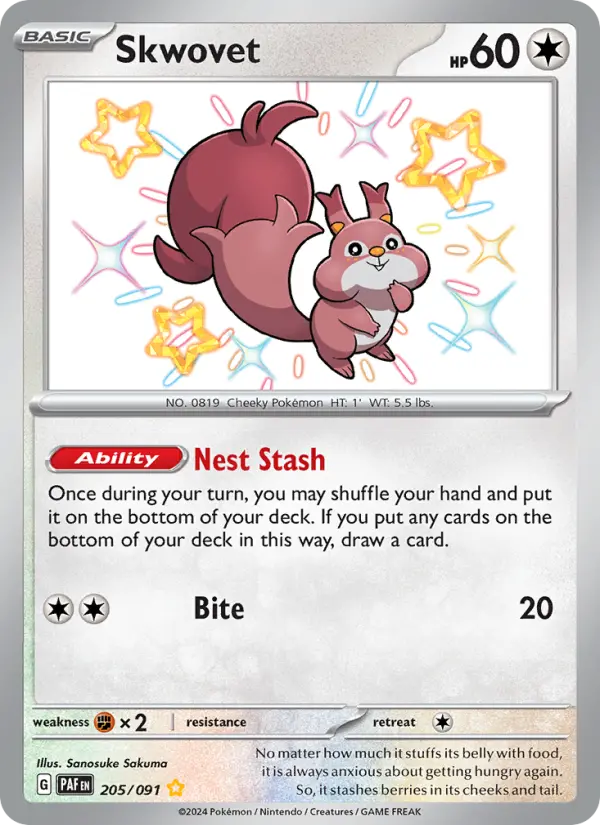 Skwovet 205 Paldean Fates (SV4.5) Pokemon Card