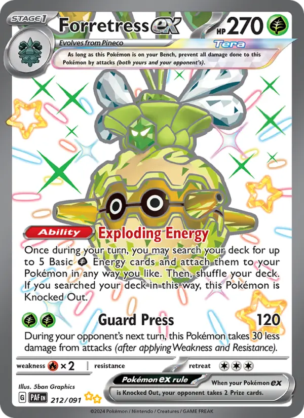 Forretress ex 212 Paldean Fates (SV4.5) Pokemon Card