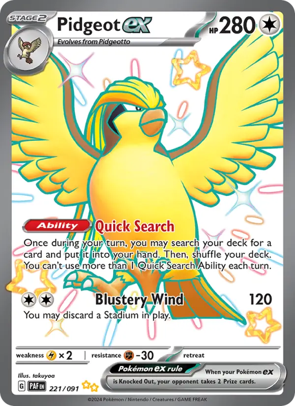 Pidgeot ex 221 Paldean Fates (SV4.5) Pokemon Card