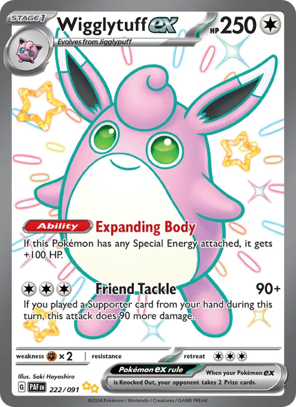 Wigglytuff ex 222 Paldean Fates (SV4.5) Pokemon Card