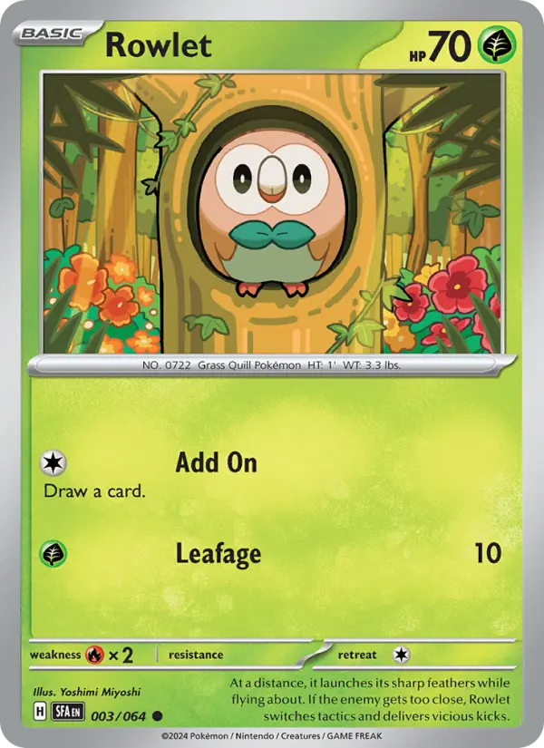 Rowlet 003 Shrouded Fable (SV6.5) Pokemon Card
