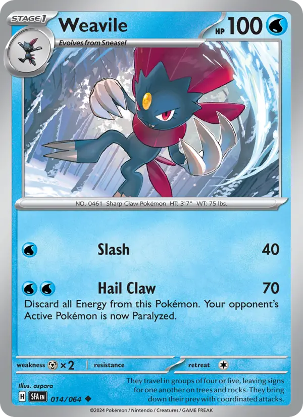 Weavile 014 Shrouded Fable (SV6.5) Pokemon Card