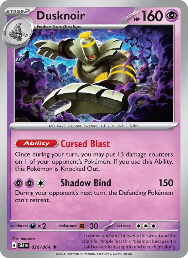 Dusknoir 020 Shrouded Fable (SV6.5) Pokemon Card