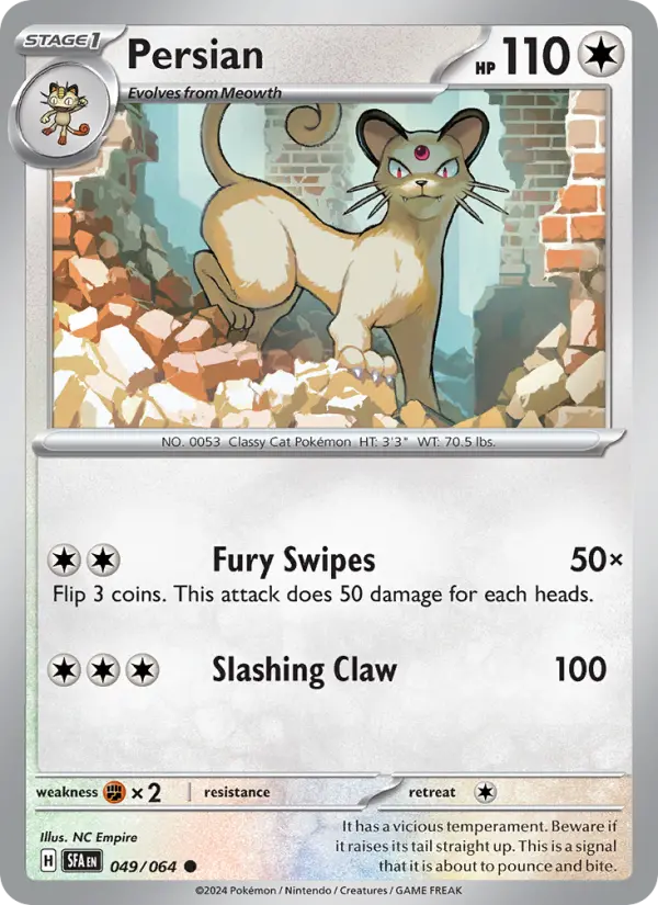 Persian 049 Shrouded Fable (SV6.5) Pokemon Card