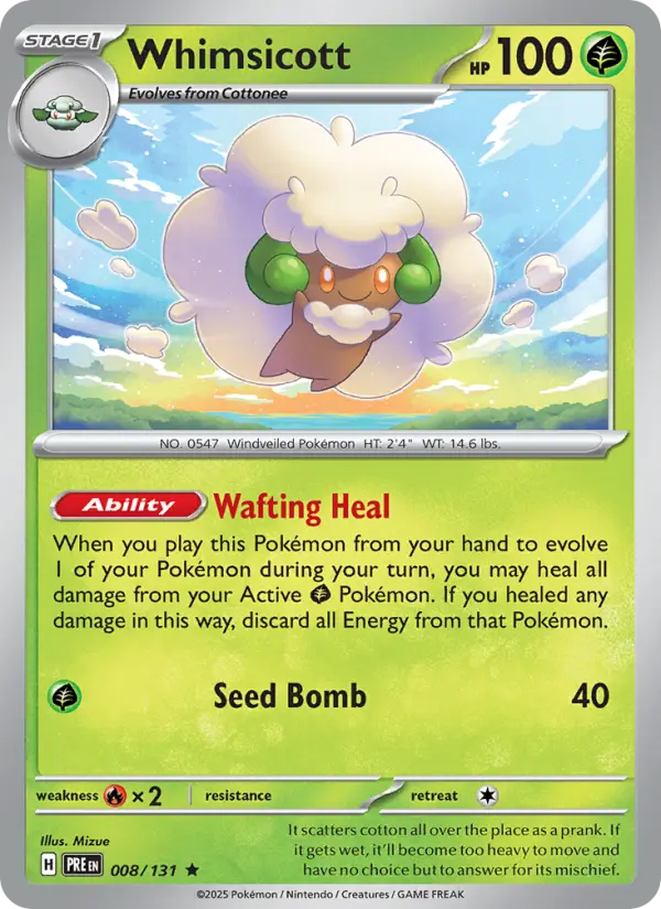 Whimsicott 008 Prismatic Evolutions (SV8.5) Pokemon Card