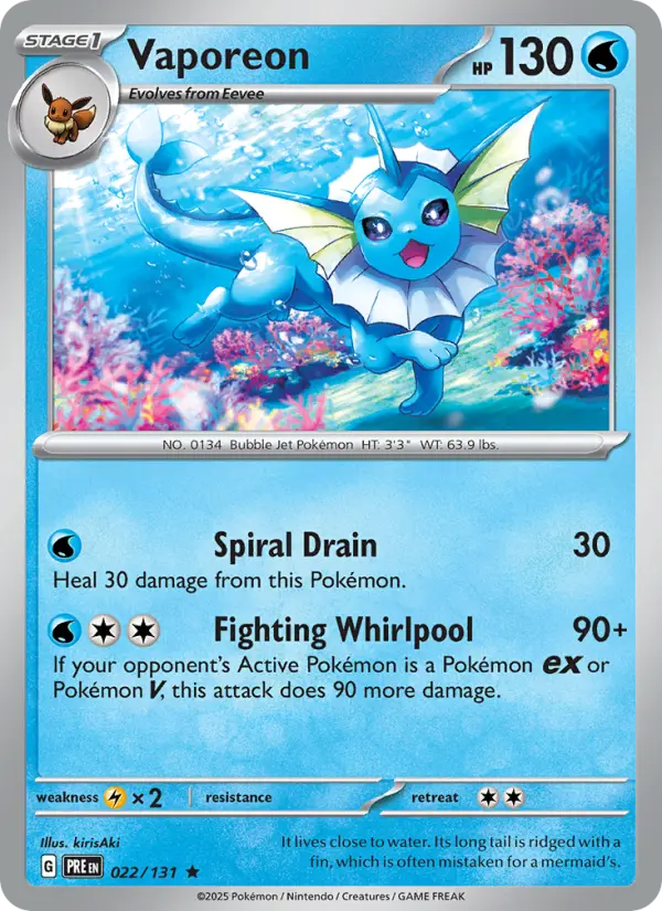 Vaporeon 022 Prismatic Evolutions (SV8.5) Pokemon Card