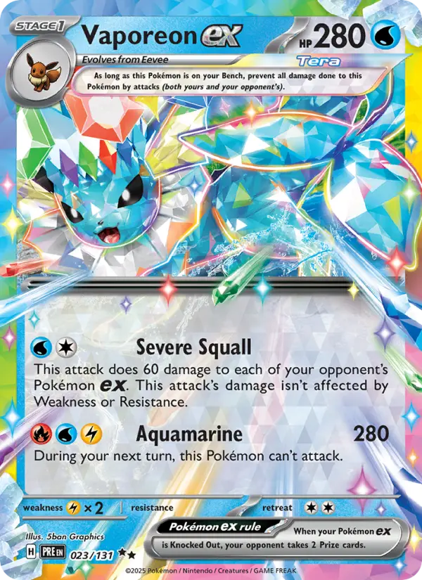 Vaporeon ex 023 Prismatic Evolutions (SV8.5) Pokemon Card