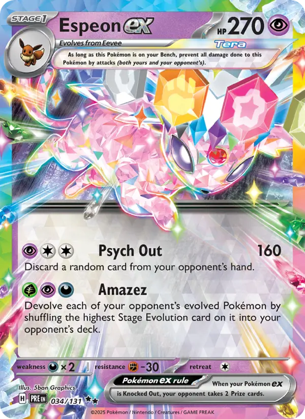 Espeon ex 034 Prismatic Evolutions (SV8.5) Pokemon Card