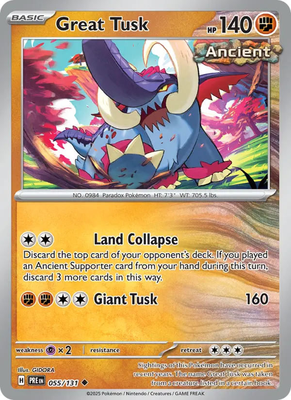 Great Tusk 055 Prismatic Evolutions (SV8.5) Pokemon Card