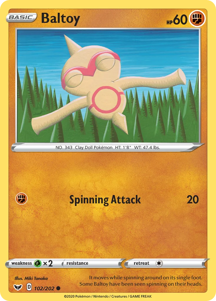 Baltoy 102 Sword & Shield Pokemon Card