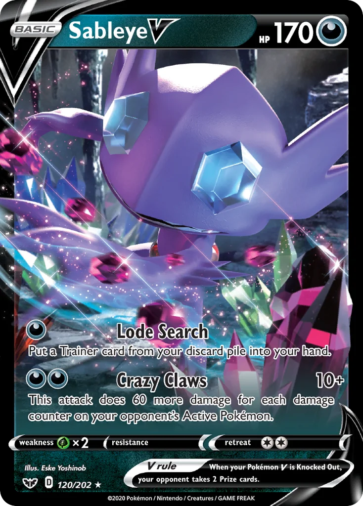 Sableye V 120 Sword & Shield Pokemon Card