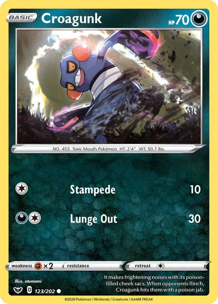 Croagunk 123 Sword & Shield Pokemon Card