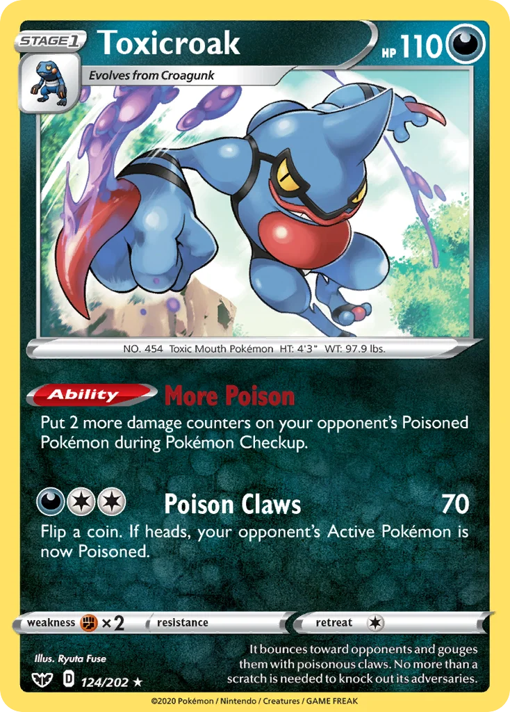 Toxicroak 124 Sword & Shield Pokemon Card