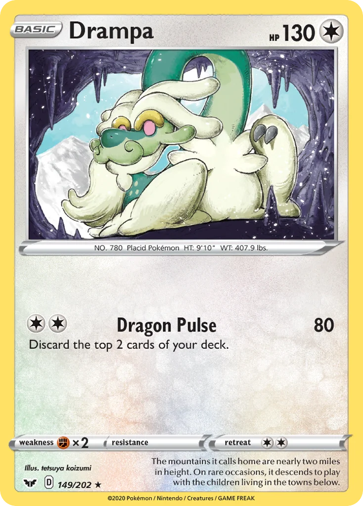 Drampa 149 Sword & Shield Pokemon Card