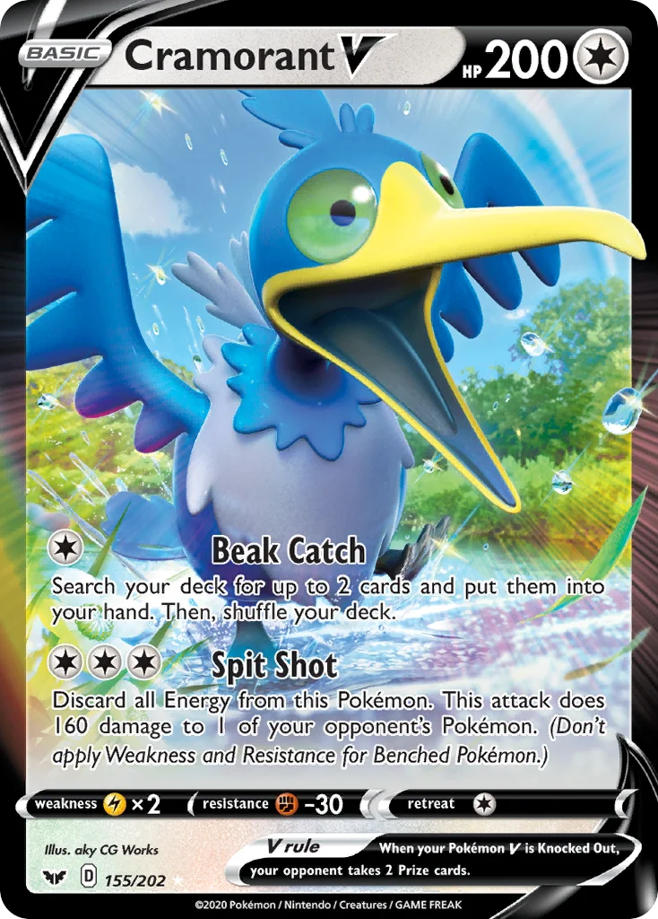 Cramorant V 155 Sword & Shield Pokemon Card