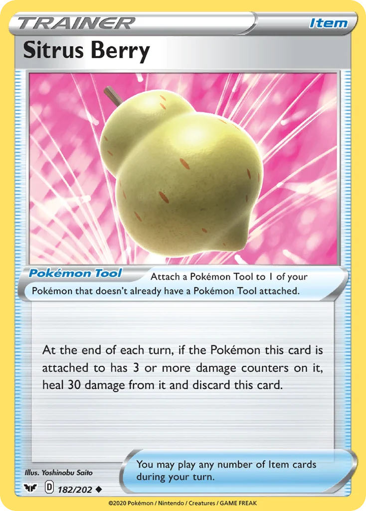 Sitrus Berry 182 Sword & Shield Pokemon Card
