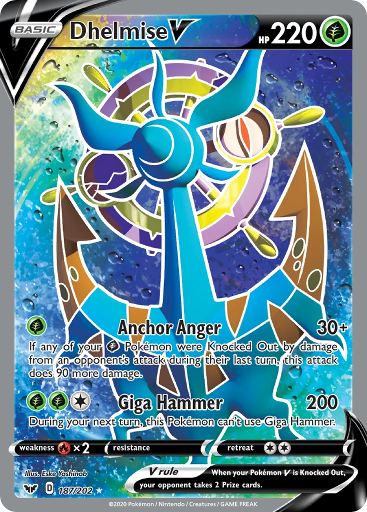 Dhelmise V 187 Sword & Shield Pokemon Card