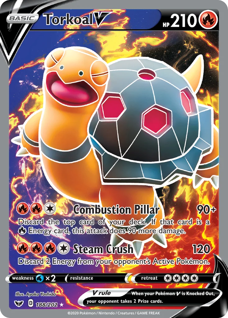 Torkoal V 188 Sword & Shield Pokemon Card