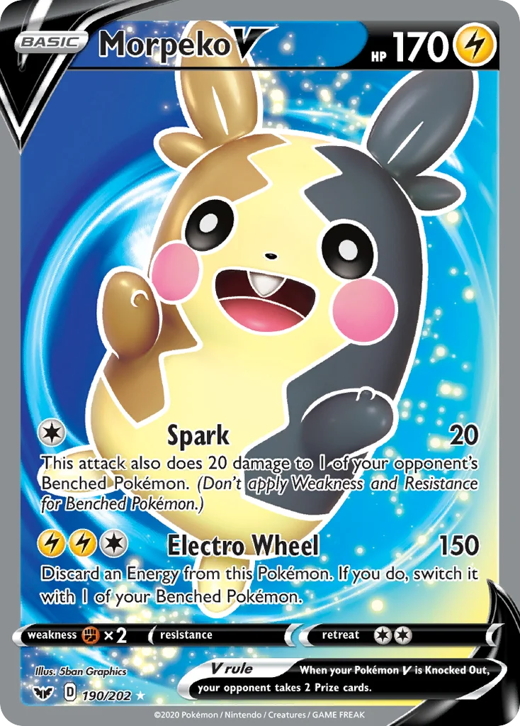 Morpeko V 190 Sword & Shield Pokemon Card