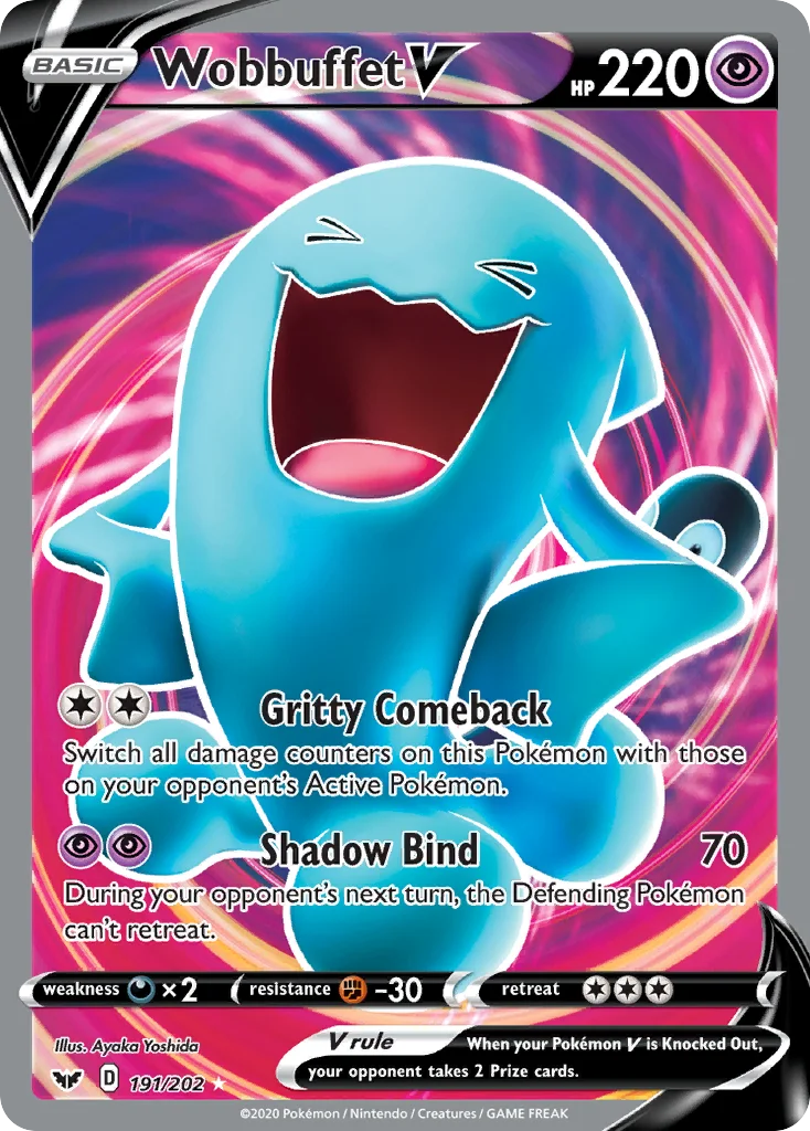 Wobbuffet V 191 Sword & Shield Pokemon Card