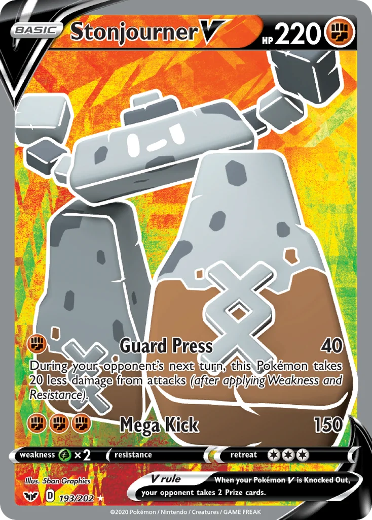 Stonjourner V 193 Sword & Shield Pokemon Card