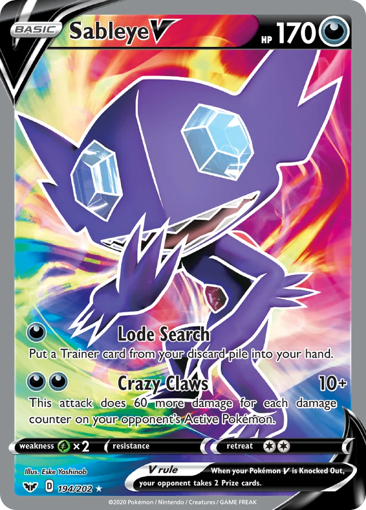 Sableye V 194 Sword & Shield Pokemon Card
