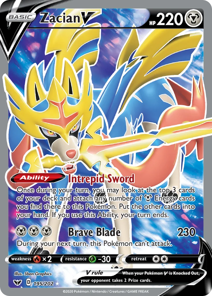 Zacian V 195 Sword & Shield Pokemon Card