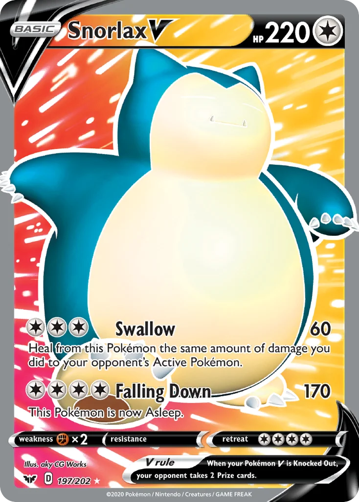 Snorlax V 197 Sword & Shield Pokemon Card