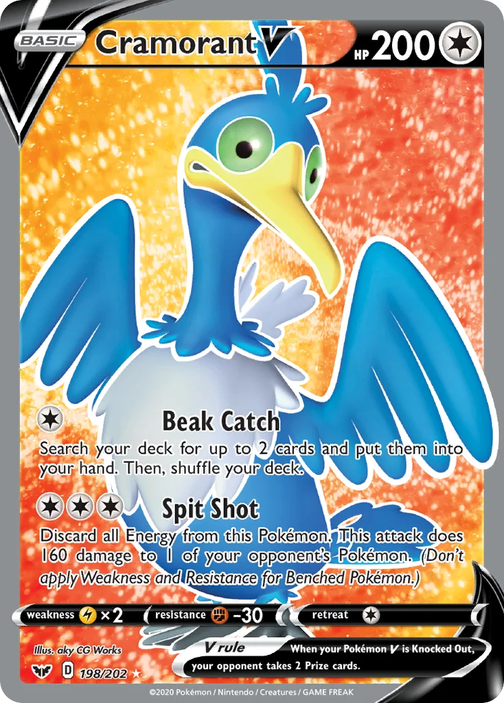 Cramorant V 198 Sword & Shield Pokemon Card