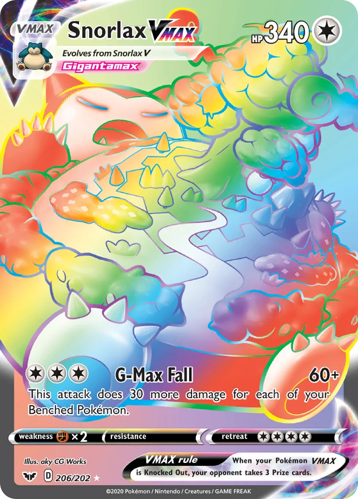 Snorlax VMAX 206 Sword & Shield Pokemon Card