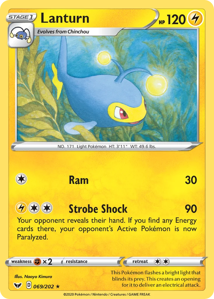 Lanturn 069 Sword & Shield Pokemon Card