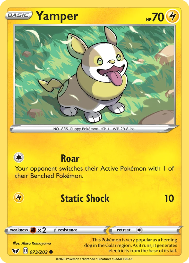 Yamper 073 Sword & Shield Pokemon Card