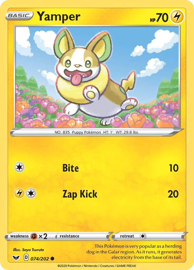Yamper 074 Sword & Shield Pokemon Card
