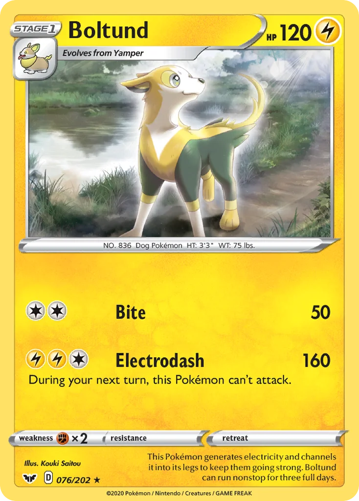 Boltund 076 Sword & Shield Pokemon Card