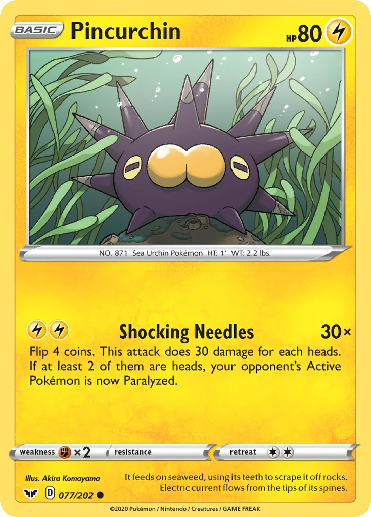 Pincurchin 077 Sword & Shield Pokemon Card