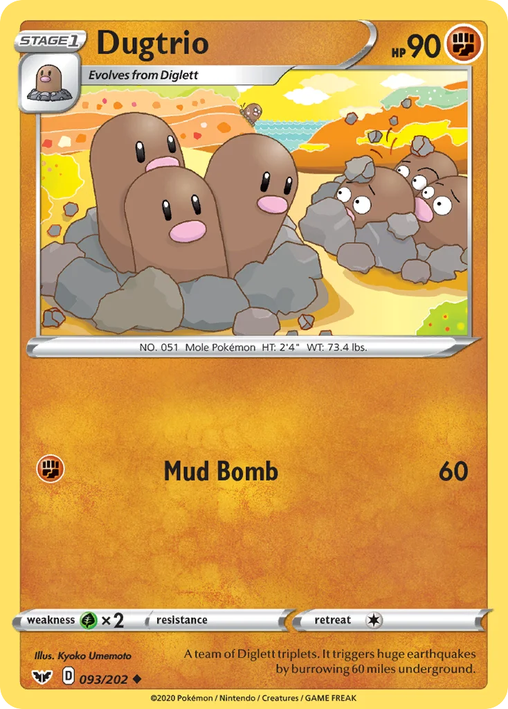 Dugtrio 093 Sword & Shield Pokemon Card