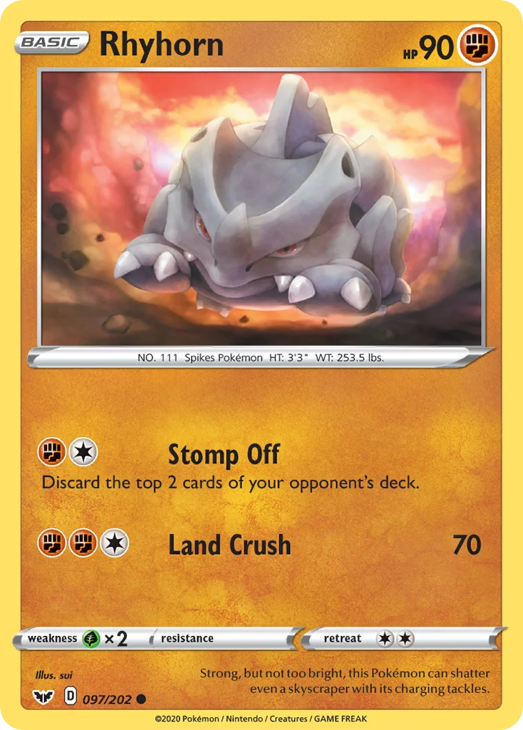 Rhyhorn 097 Sword & Shield Pokemon Card