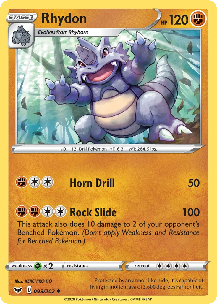 Rhydon 098 Sword & Shield Pokemon Card