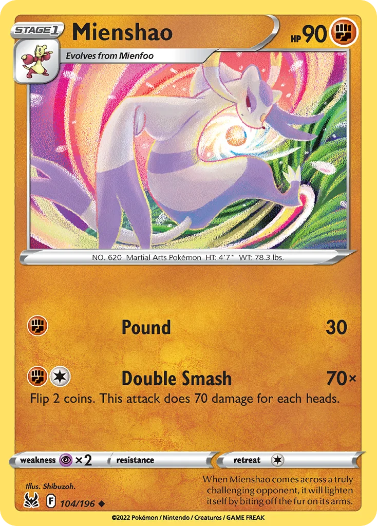 Mienshao 104 Lost Origin Pokemon Card