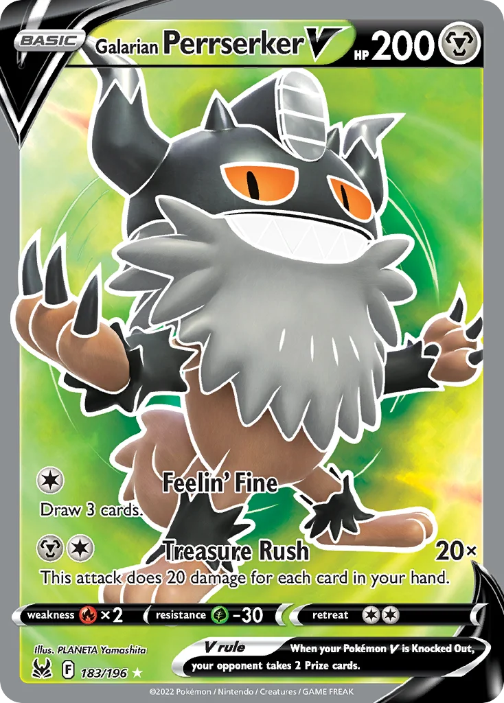 Galarian Perrserker V (Full Art) 183 Lost Origin