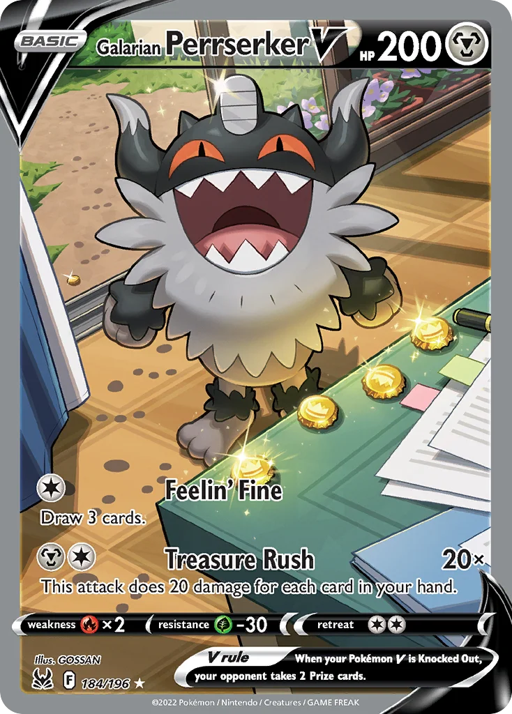 Galarian Perrserker V (Alternate Full Art) 184 Lost Origin
