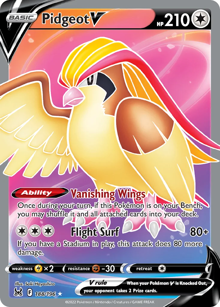 Pidgeot V (Full Art) 188 Lost Origin