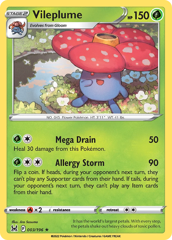 Vileplume 003 Lost Origin Pokemon Card