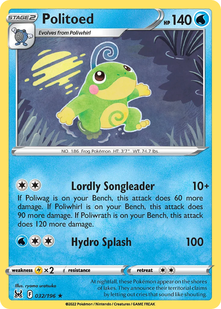 Politoed 032 Lost Origin Pokemon Card