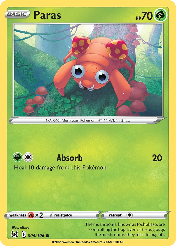 Paras 004 Lost Origin Pokemon Card