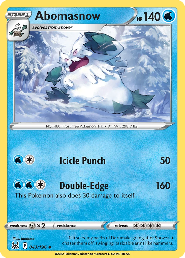 Abomasnow 043 Lost Origin Pokemon Card