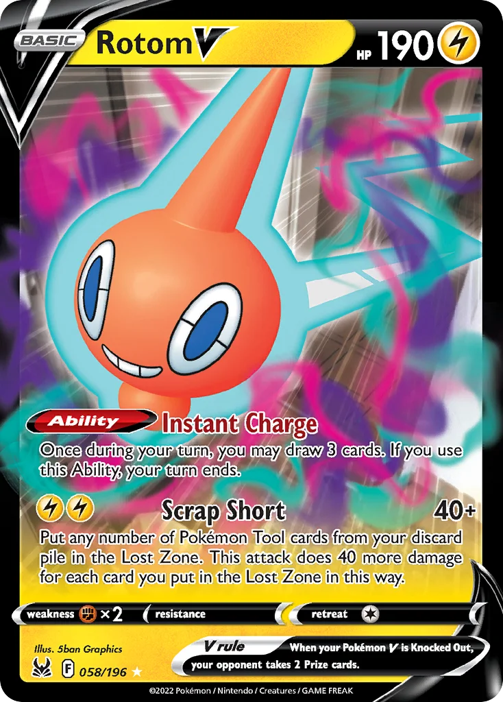 Rotom V 058 Lost Origin Pokemon Card